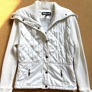 Dollhouse Y2K Women White Mixed Media Light Puffer Knit Jacket Size S